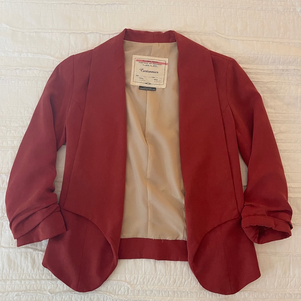 Anthropologie Cartonnier Red Cropped Blazer